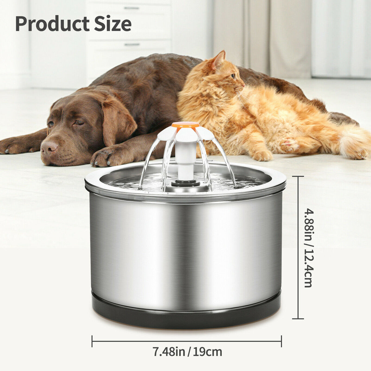 YES4PETS Automatic Electric Pet Water Fountain Dog Cat Stainless Steel Feeder Bowl Dispenser — product image 4 of 10