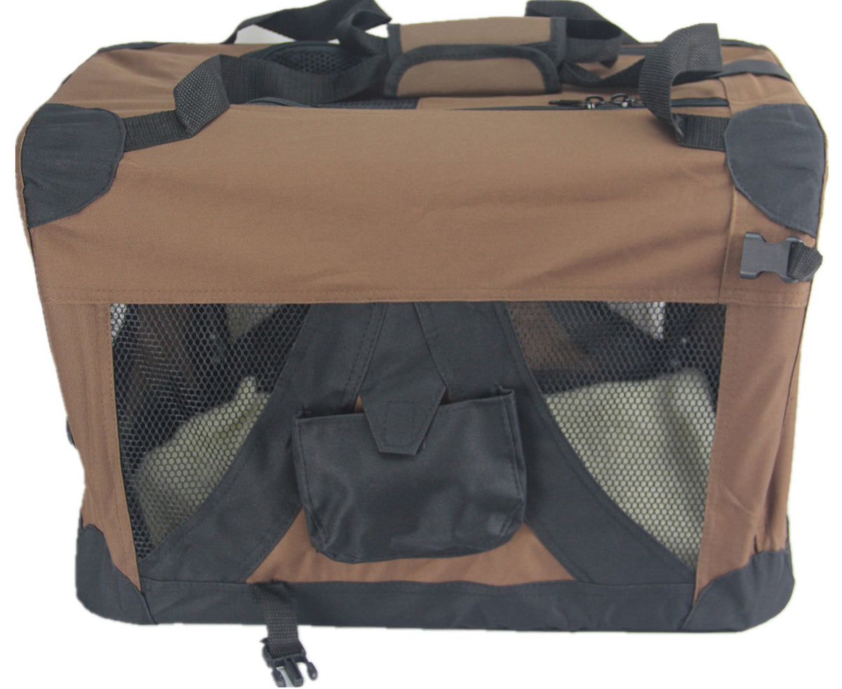 YES4PETS Foldable Soft Pet Travel Crate - Large, Brown