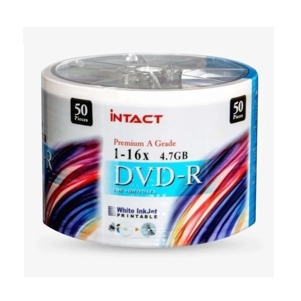 Intact Printable DVD-R Discs - 4.7GB, 16×, 50-Pack