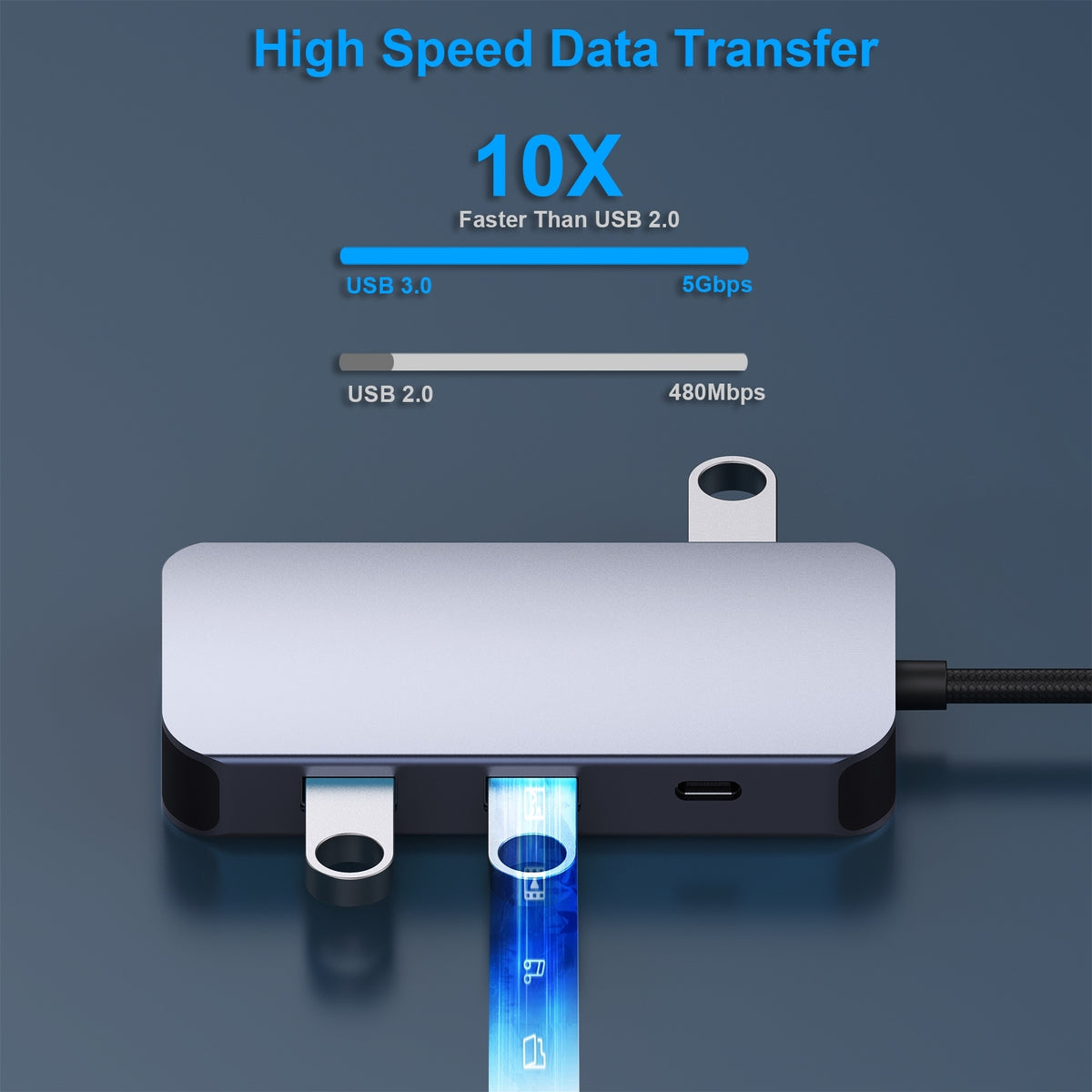 BENFEI 335GY USB-C Hub with Triple Display, 8-in-1 Docking Station (100W PD, Dual 4K HDMI, VGA, 3x USB 3.0)