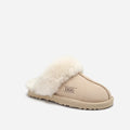 Ugg Slippers Premium Australia Sheepskin Unisex Scuffette Suede (Unisex Cow Suede) (SAND, EU44)