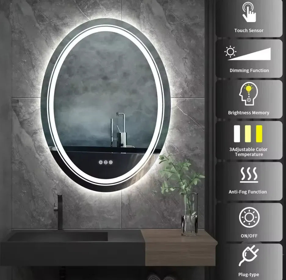 Interior Ave Oval Frameless LED Bathroom Mirror – 50 × 70 cm — product image 2 of 6