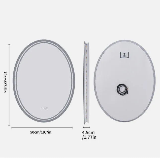 Interior Ave Oval Frameless LED Bathroom Mirror – 50 × 70 cm — product image 4 of 6