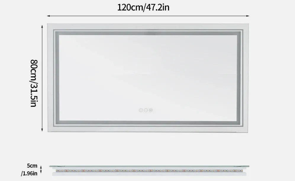 Interior Ave Frameless Backlit LED Bathroom Mirror – 120 × 80 cm — product image 5 of 6