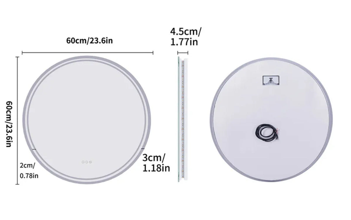Interior Ave 60 cm Round Frameless LED Bathroom Mirror — product image 4 of 7