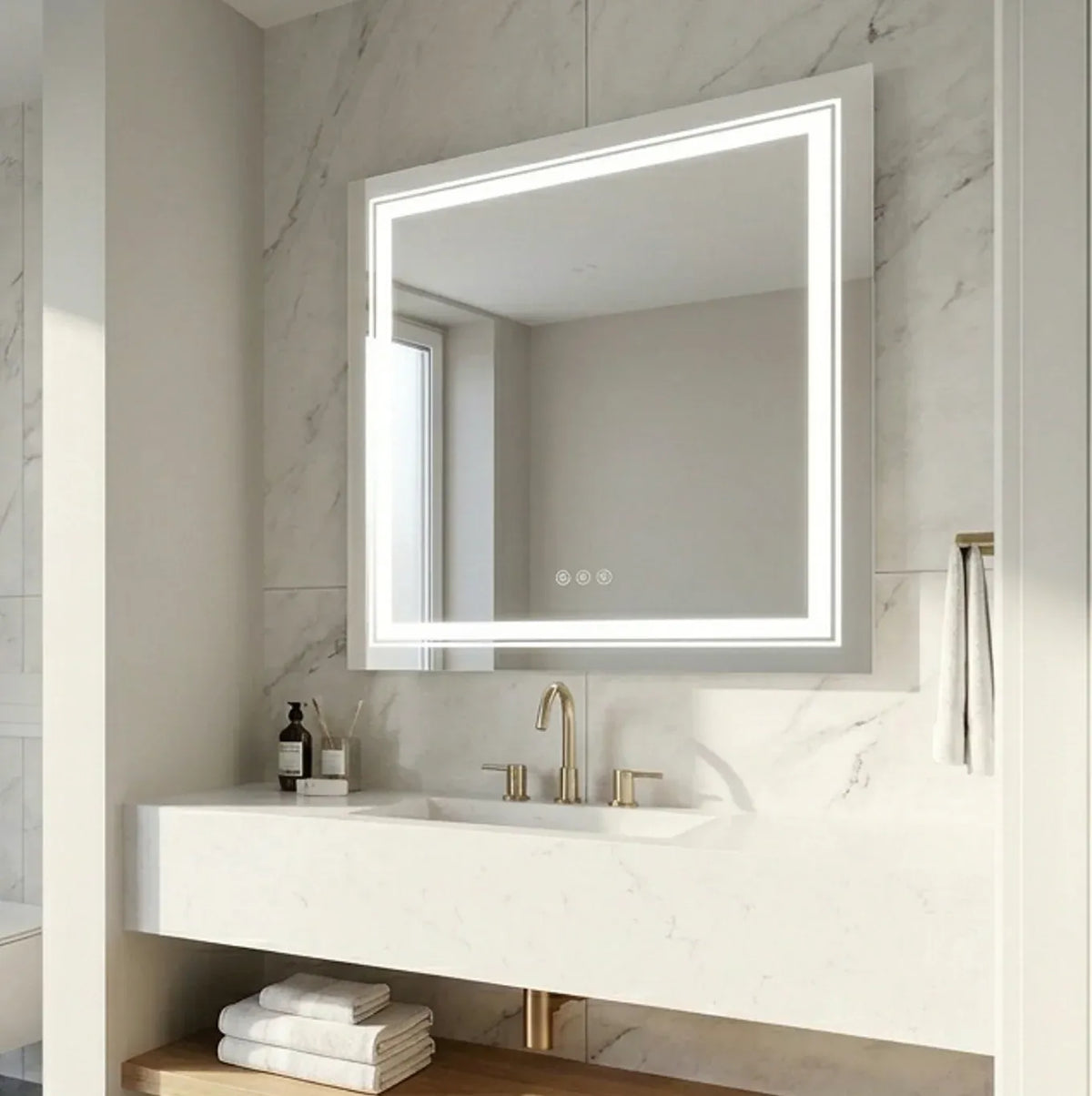 Interior Ave Square Frameless LED Bathroom Mirror – 80 × 80 cm — product image 1 of 5