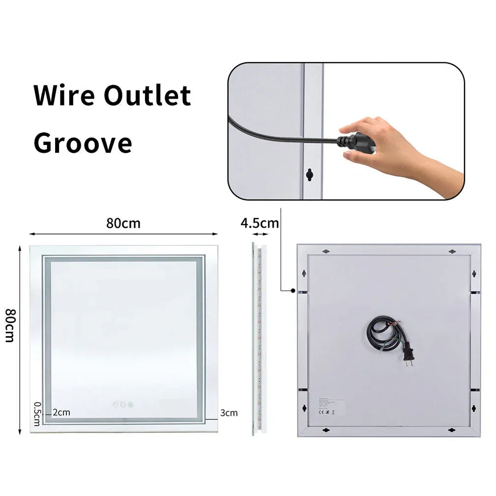 Interior Ave Square Frameless LED Bathroom Mirror – 80 × 80 cm — product image 5 of 5