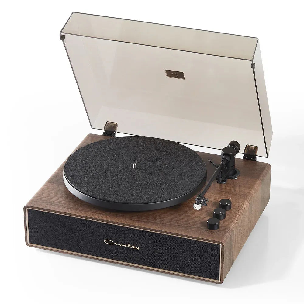 Crosley Stave 2-Speed Bluetooth Record Player Turntable with Built-in Speakers, Walnut — product image 2