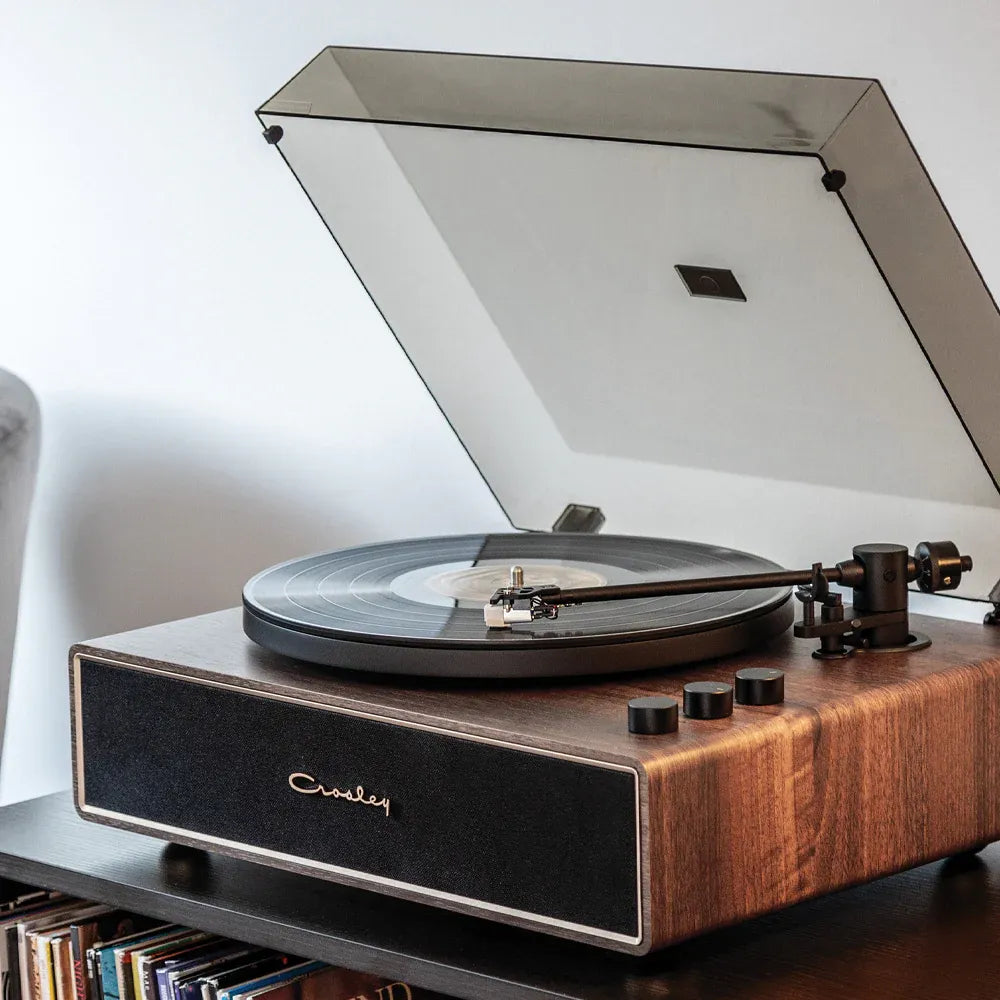 Crosley Stave 2-Speed Bluetooth Record Player Turntable with Built-in Speakers, Walnut — product image 4