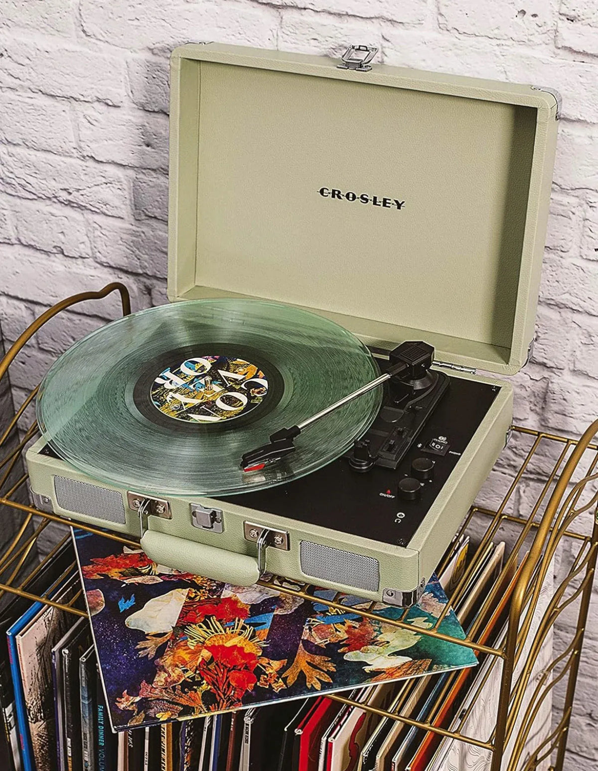 Crosley Cruiser Bluetooth Portable Turntable - Mint + Bundled Crosley Record Storage Display Stand — product image 2