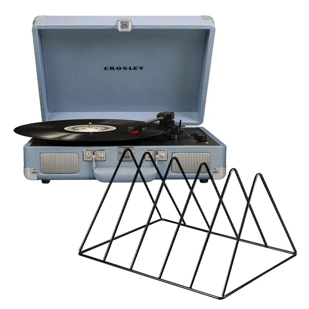 Crosley Cruiser Bluetooth Portable Turntable - Tourmaline + Gadhouse Vinyl Rack Bundle - Black