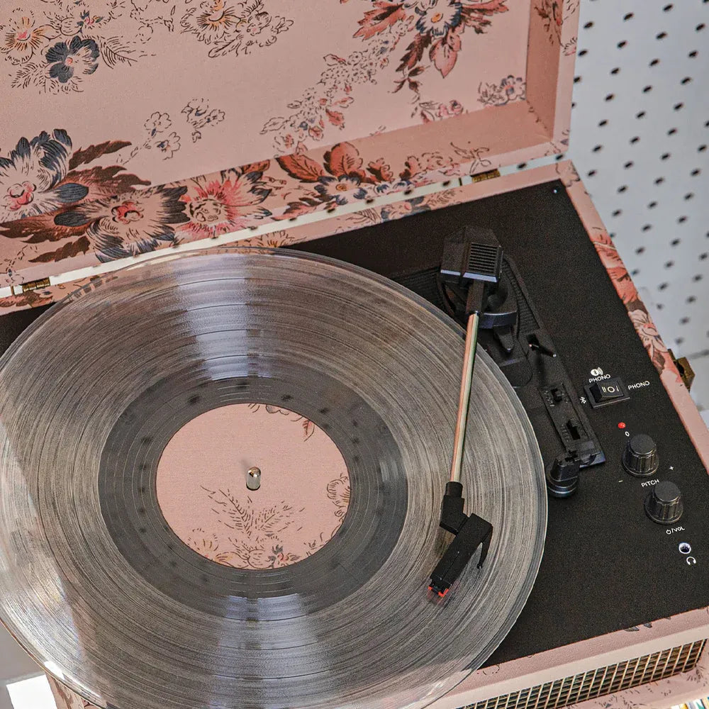 Crosley Voyager Bluetooth Portable Turntable + Crosley Asheville Stand Bundle - Floral — product image 5