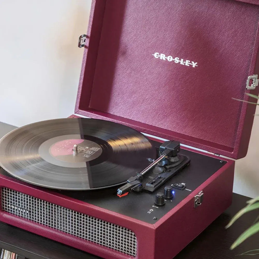 Crosley Voyager Bluetooth Portable Turntable + Bundled Record Storage Crate - Burgundy — product image 3