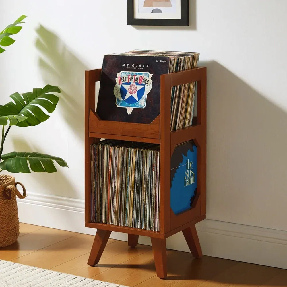 Crosley Asheville Small Vinyl Storage Stand Walnut