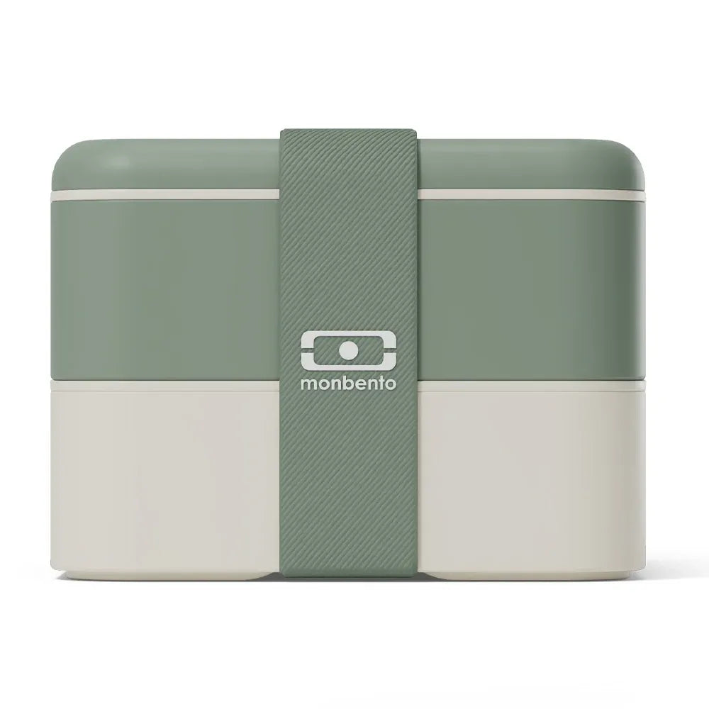 Monbento Flex - The 2 Compartment Lunch Box with Cutlery - Green Natural
