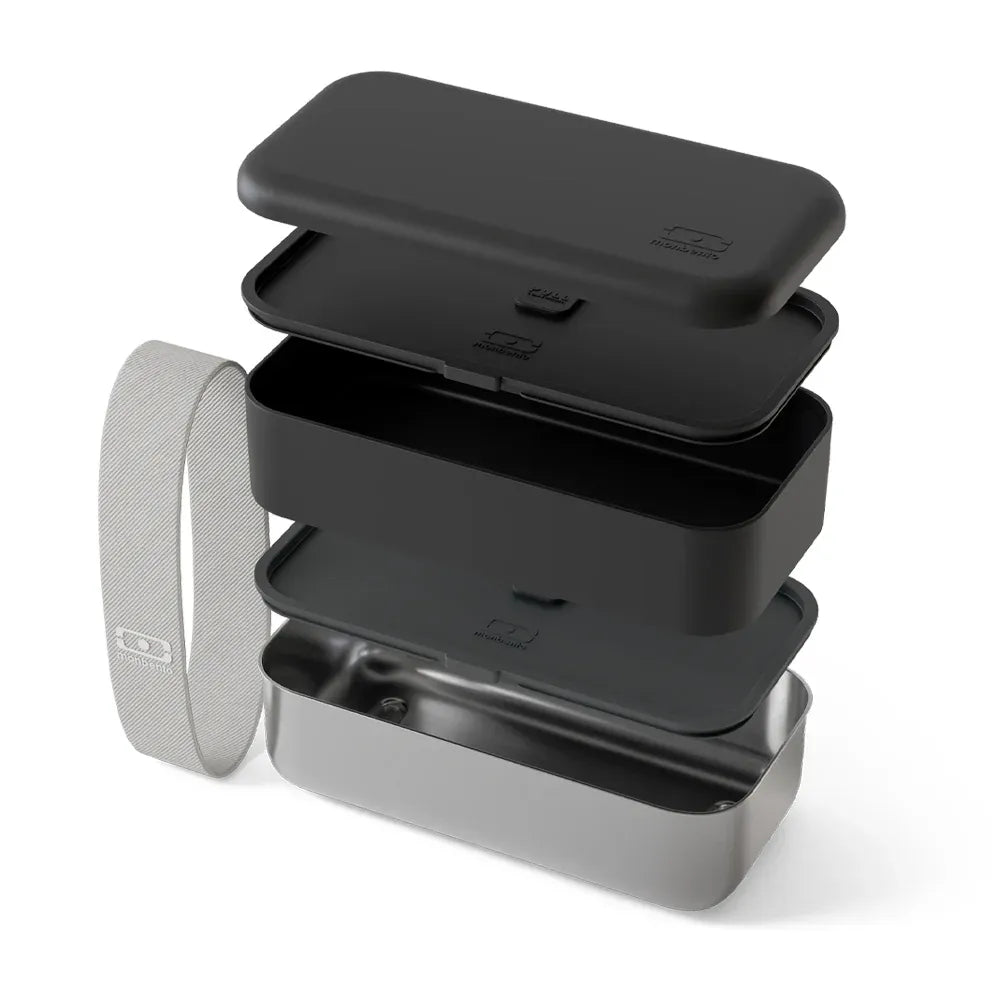 Monbento Mb Sense Original The Two-Tier Metal Food Container Sense Original - Black Onyx