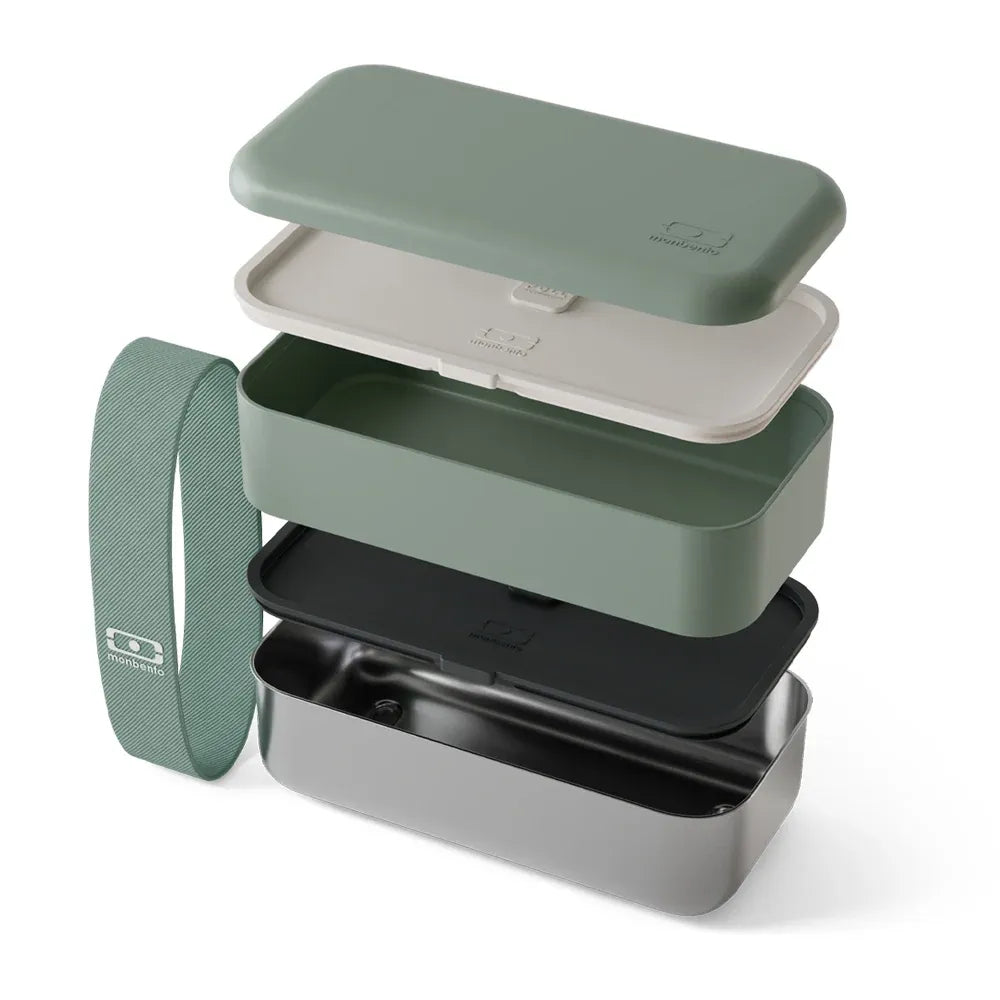 Monbento Mb Sense Original The Two-Tier Metal Food Container Sense Original - Natural Green