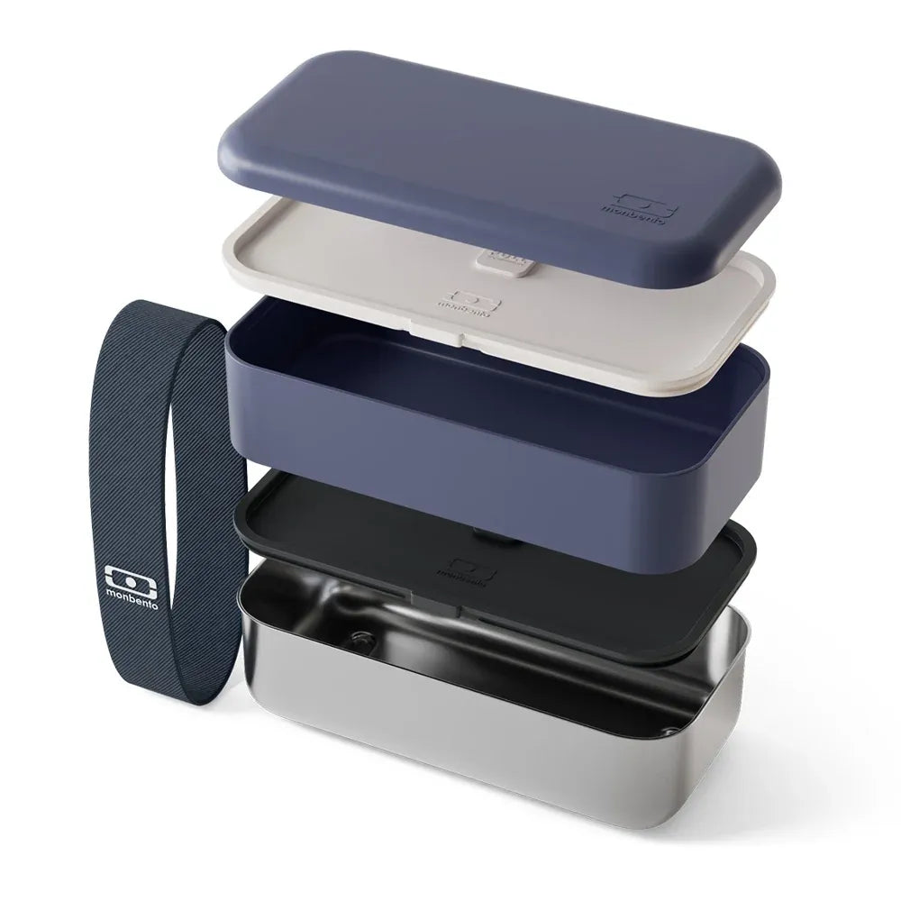 Monbento Mb Sense Original The Two-Tier Metal Food Container Sense Original - Natural Blue