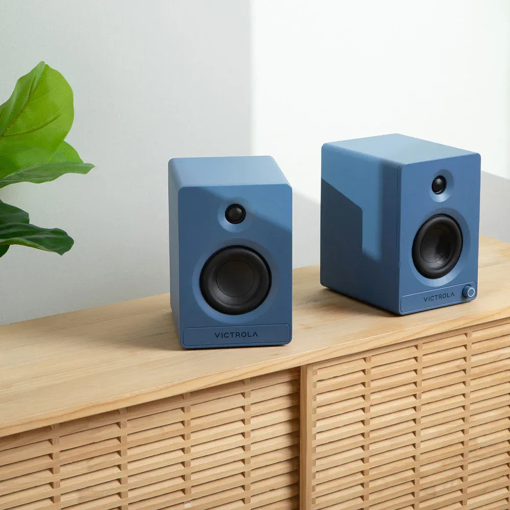Victrola Tempo Bookshelf Speakers - Blue — product image 2