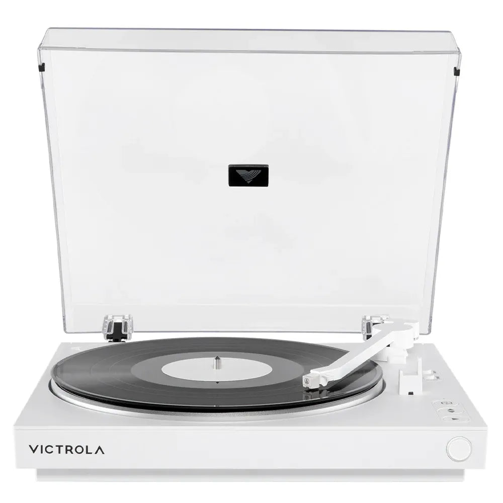 Victrola Automatic Turntable + Victrola Tempo Bookshelf Speakers Bundle - White — product image 3