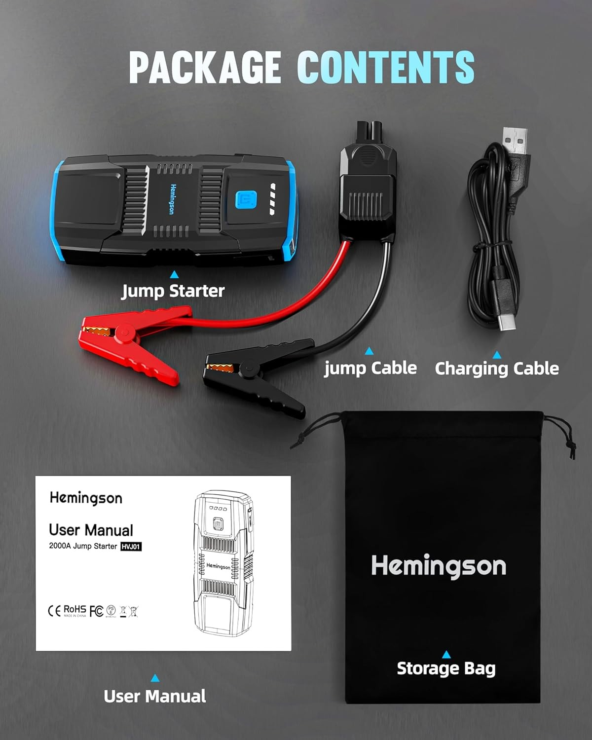 HEMINGSON 2000 A Peak 12 V Vehicle Jump Starter with LED Light — product image 7 of 7
