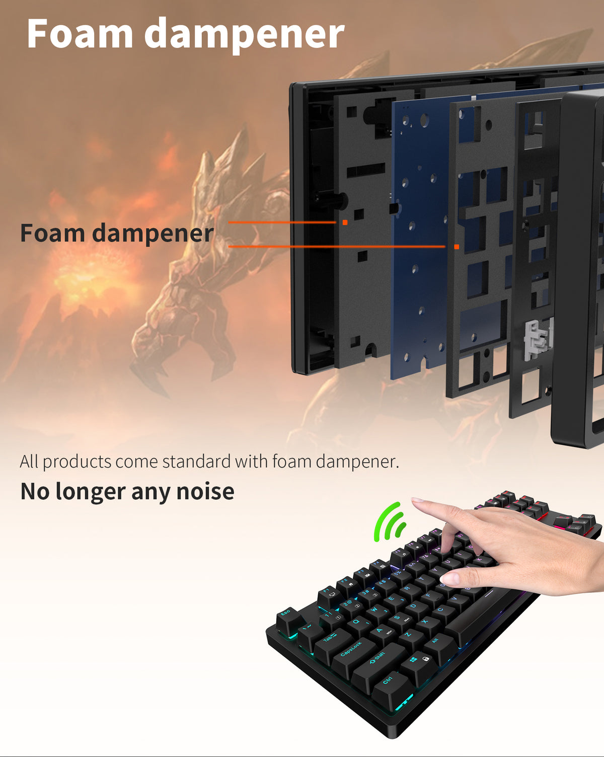 ROYAL KLUDGE RK84 Wireless Hot Swap Black 65% Mechanical Keyboard, Brown Switch – product photo 4