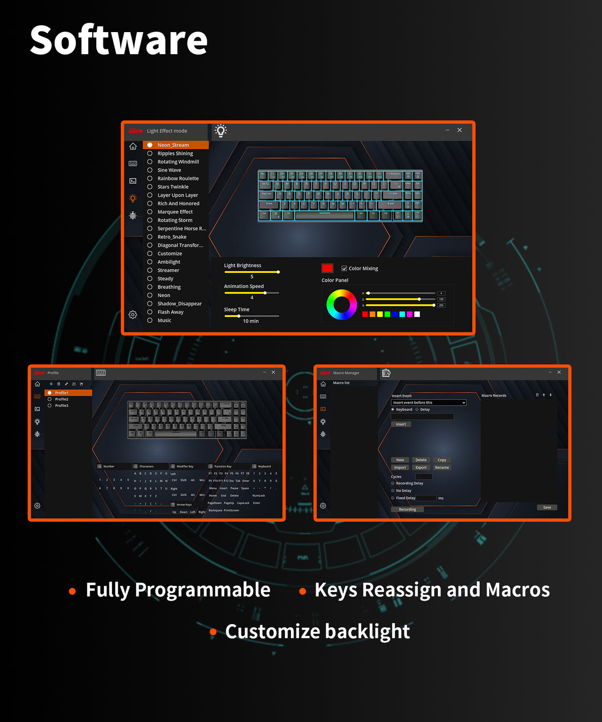 ROYAL KLUDGE RK84 Wireless Hot Swap Black 65% Mechanical Keyboard, Brown Switch – product photo 5
