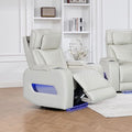 1 Seater Air leather Power Recliner Sofa with LED Light In Grey