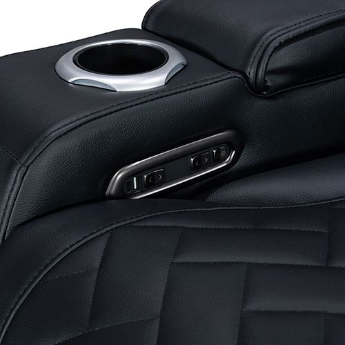 3 Seater Air leather Power Recliner Sofa with LED Light In Black