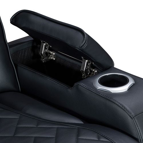 3 Seater Air leather Power Recliner Sofa with LED Light In Black