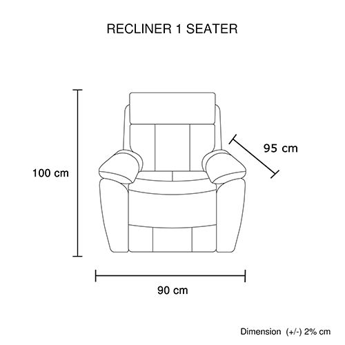 1 Seater Top Grain Leather Electric Recliner Sofa