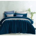 Vintage Design Cotton Velvet Quilt Cover Set – Riverland Blue, King — product image 1 of 1