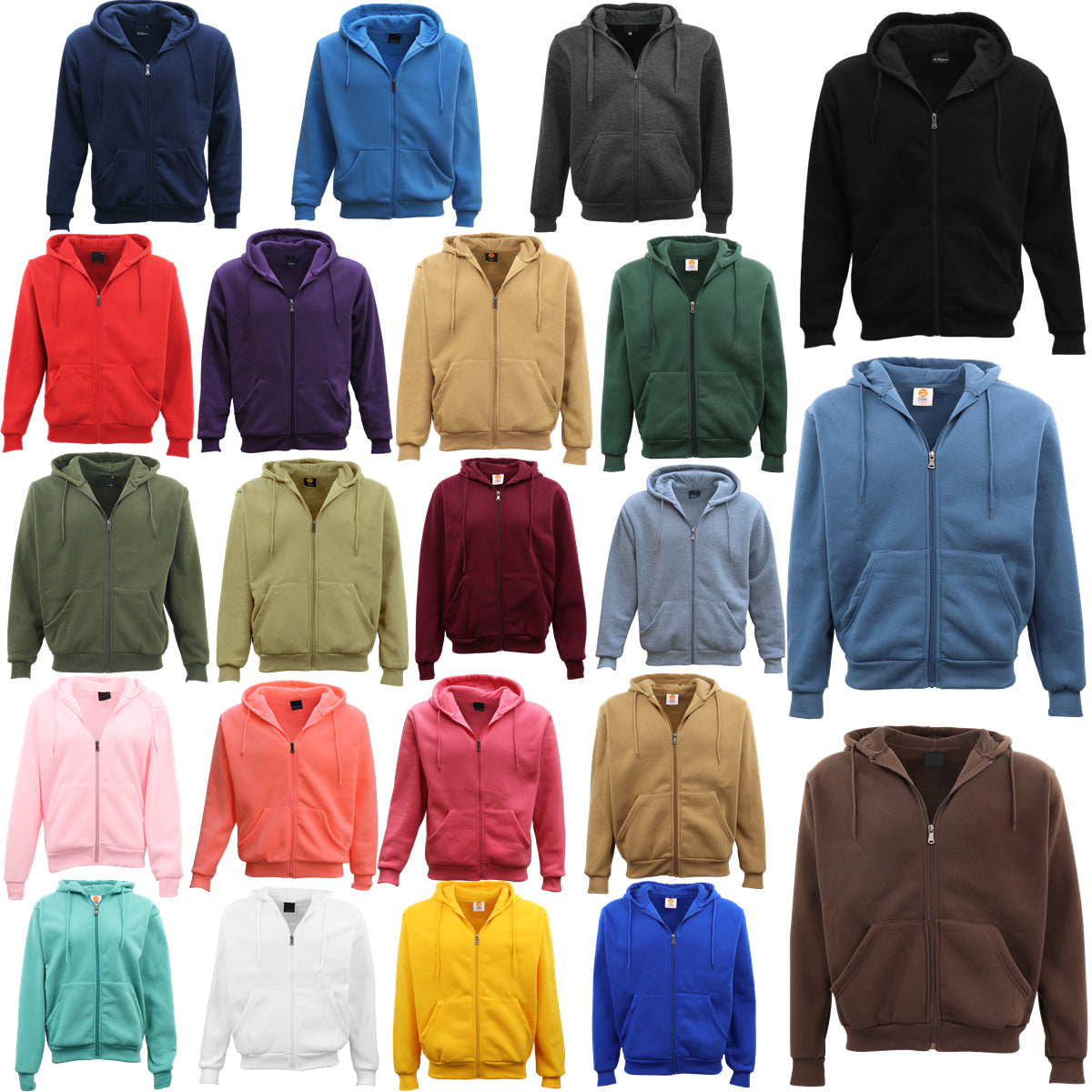 Adult Unisex Zip Plain Fleece Hoodie Hooded Jacket Mens Sweatshirt Jumper XS-8XL, Olive, XS — product photo 2 of 5