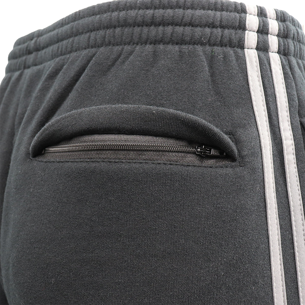 Men's fleece striped track pants in Black w Grey Stripes, size 3XL – product image 3 of 6