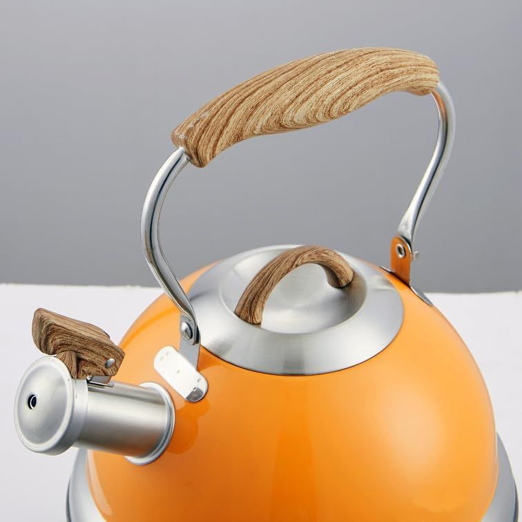 2.8L Whistling Kettle Stainless Steel Foldable Handle Orange — product photo 3