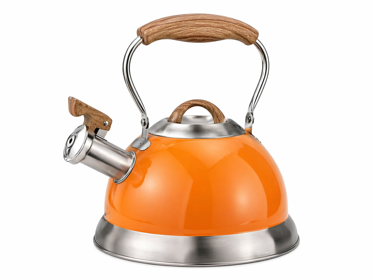 2.8L Whistling Kettle Stainless Steel Foldable Handle Orange — product photo 4