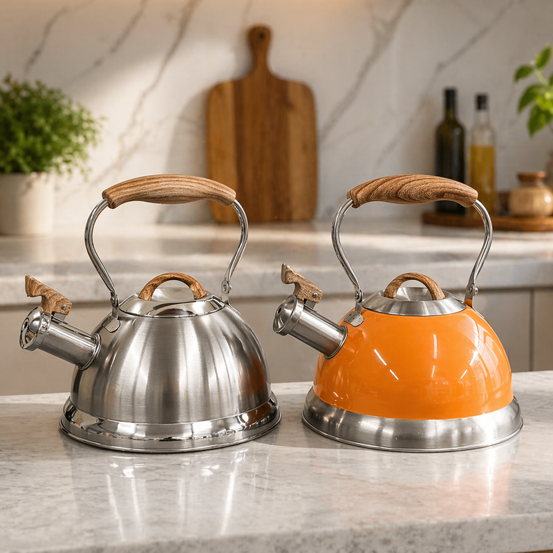 2.8L Whistling Kettle Stainless Steel Foldable Handle Orange — product photo 6
