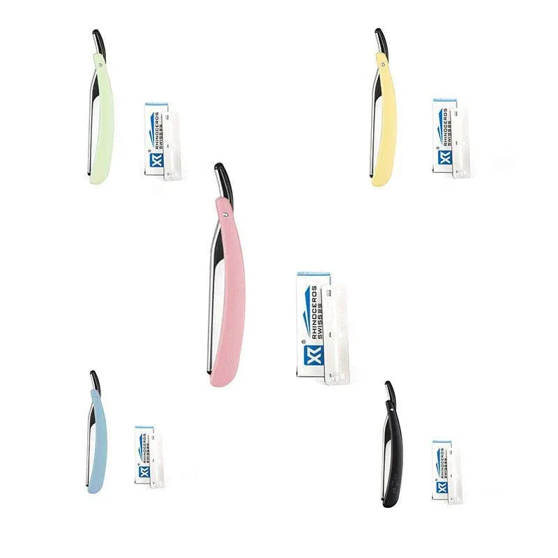 Old Shaver Razor Eyebrow Knife Folding Manual Shaver Holder Home Salon Tool Au - 10PCS Blades