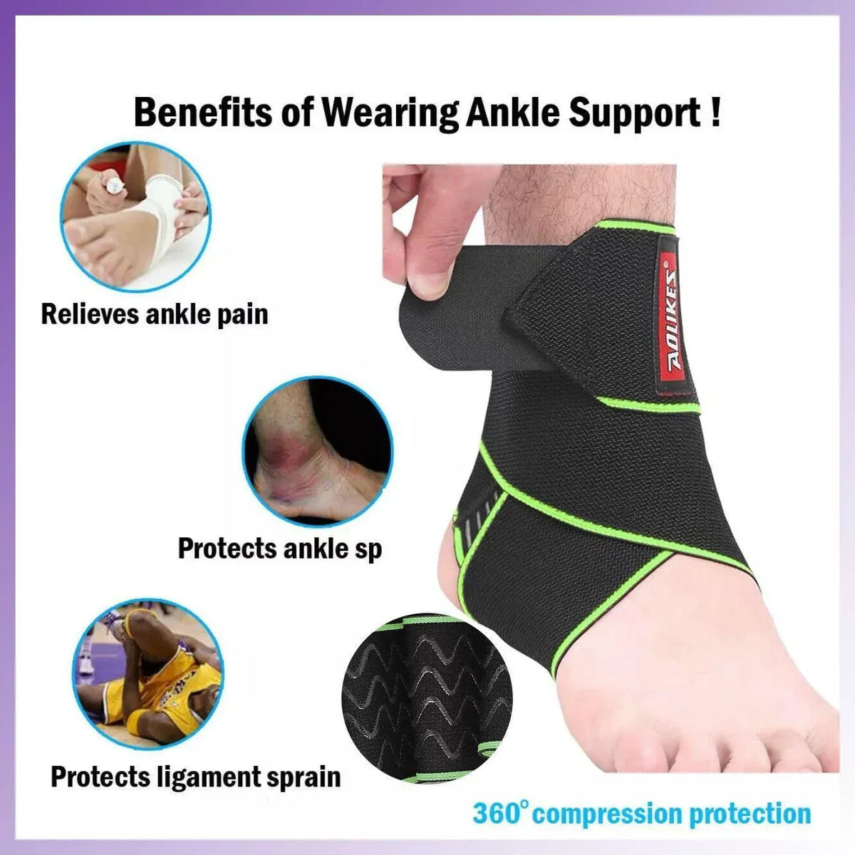 Aolikes Ankle Brace Support Compression Elastic Foot Wrap Protector Sport Au - Orange 1 Unit
