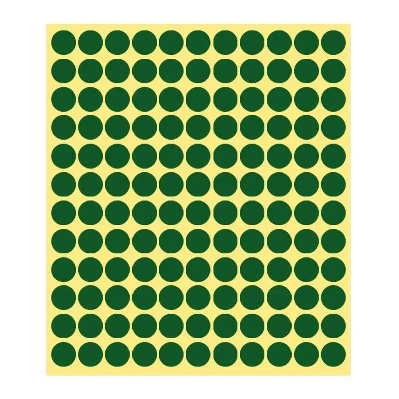 8/13/25/50mm Colour Sticker Dots Adhesive Round Labels Circular Scrapbooking Green - 13mm 132 Dots - 1 Sheet