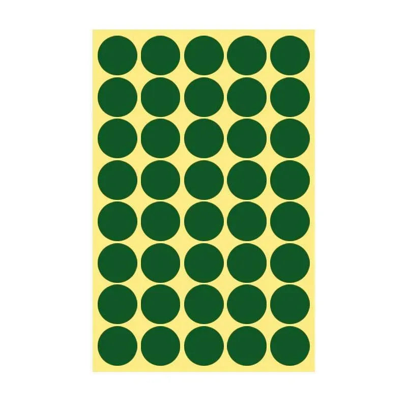 8/13/25/50mm Colour Sticker Dots Adhesive Round Labels Circular Scrapbooking Green - 25mm 40 Dots - 1 Sheet