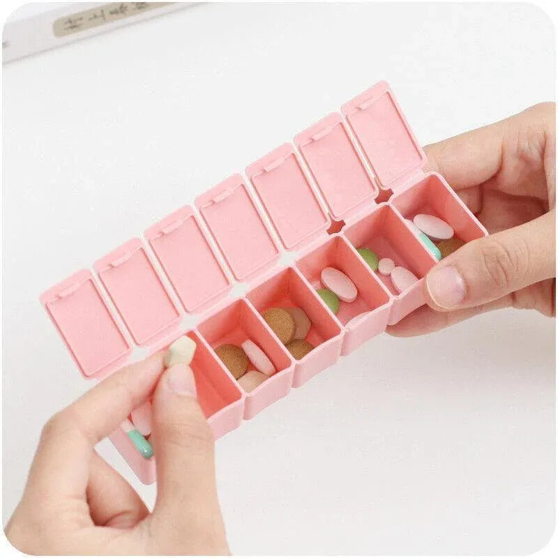 2X 7 Day Weekly Pill Box Medicine Tablet Organizer Dispenser Container Case - Pink