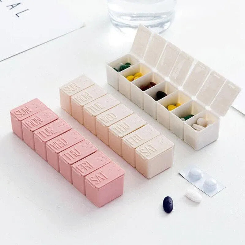 2X 7 Day Weekly Pill Box Medicine Tablet Organizer Dispenser Container Case - Pink