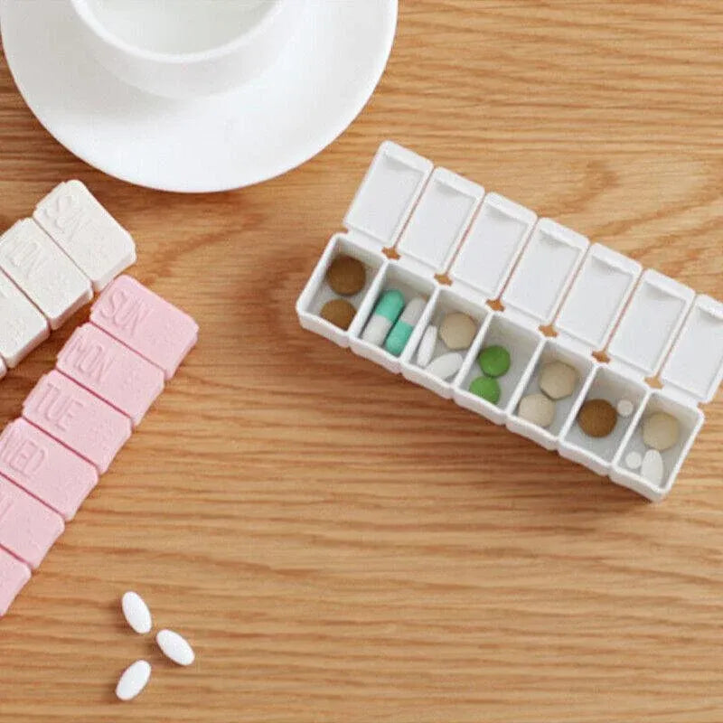 2X 7 Day Weekly Pill Box Medicine Tablet Organizer Dispenser Container Case - Pink