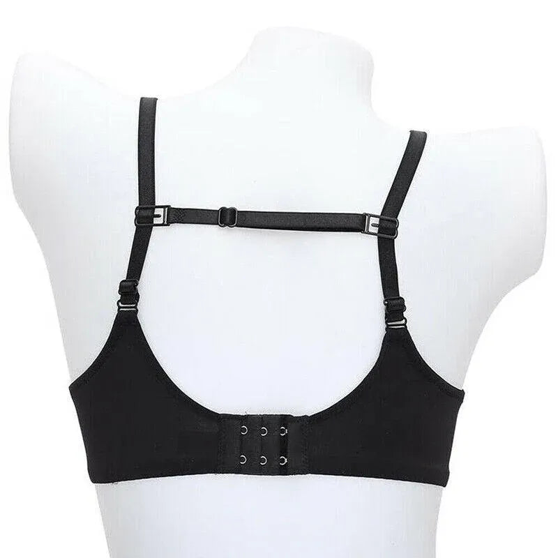 3Pcs Lady Nonslip Elastic Adjustable Band Bra Strap Holder Strap Racer Back Clip - Black