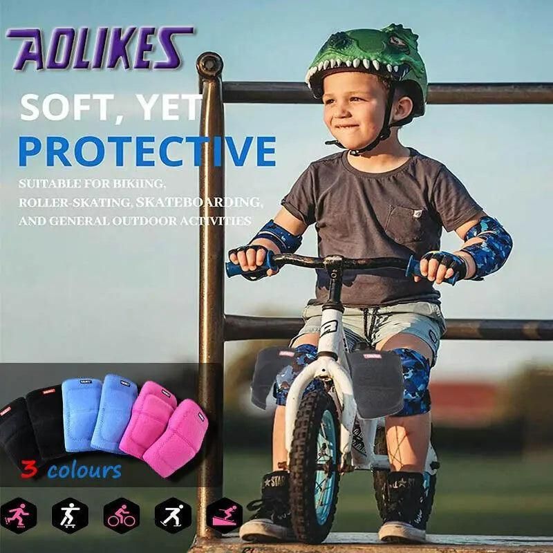 Aolikes Kid Knee Pad Protective Antislip Basketball Skating Protector M Size - Rose Red
