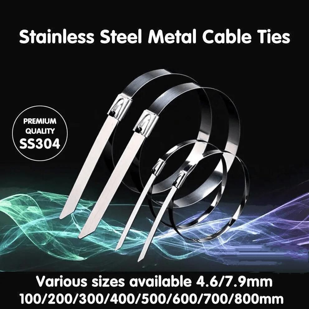 20X Stainless Steel Cable Ties S304 Marine Grade Zip Strap Locking Wrap 100-800Mm - 4.6x350mm — product photo 2