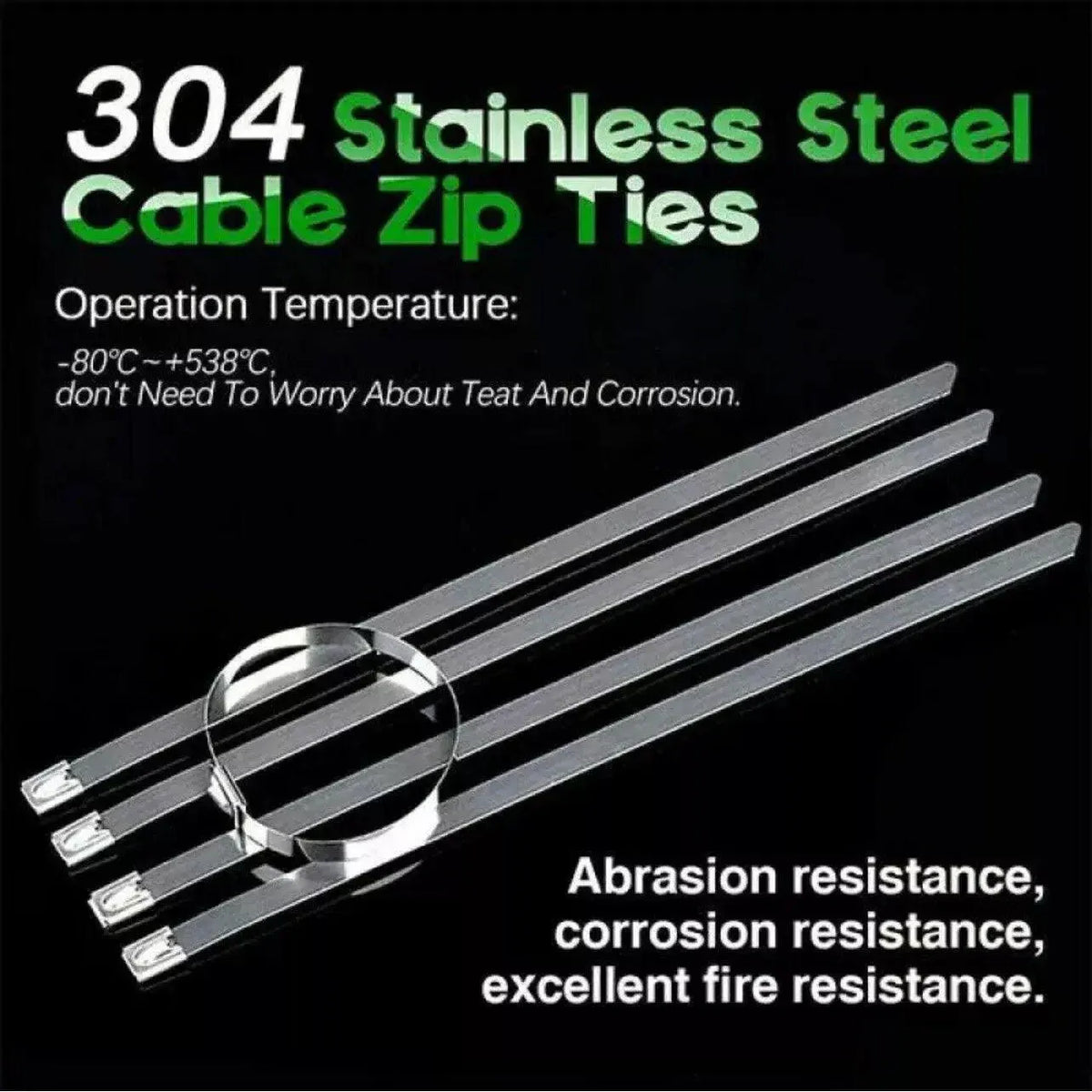 20X Stainless Steel Cable Ties S304 Marine Grade Zip Strap Locking Wrap 100-800Mm - 4.6x350mm — product photo 6