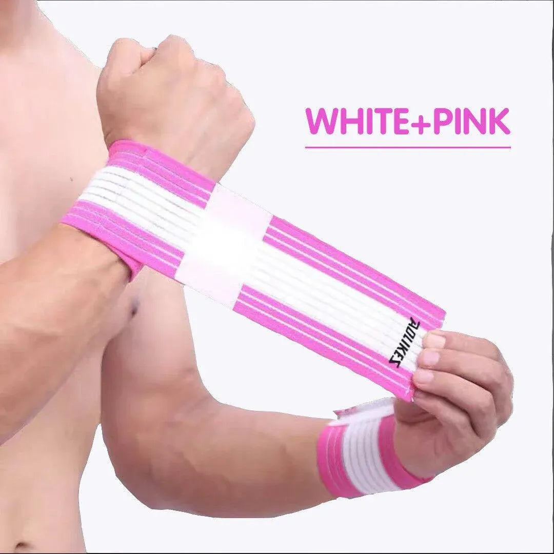Aolikes Wrist Brace Elastic Bandage Support Sport Gym Wrap Fitness Wristband - White+Grey
