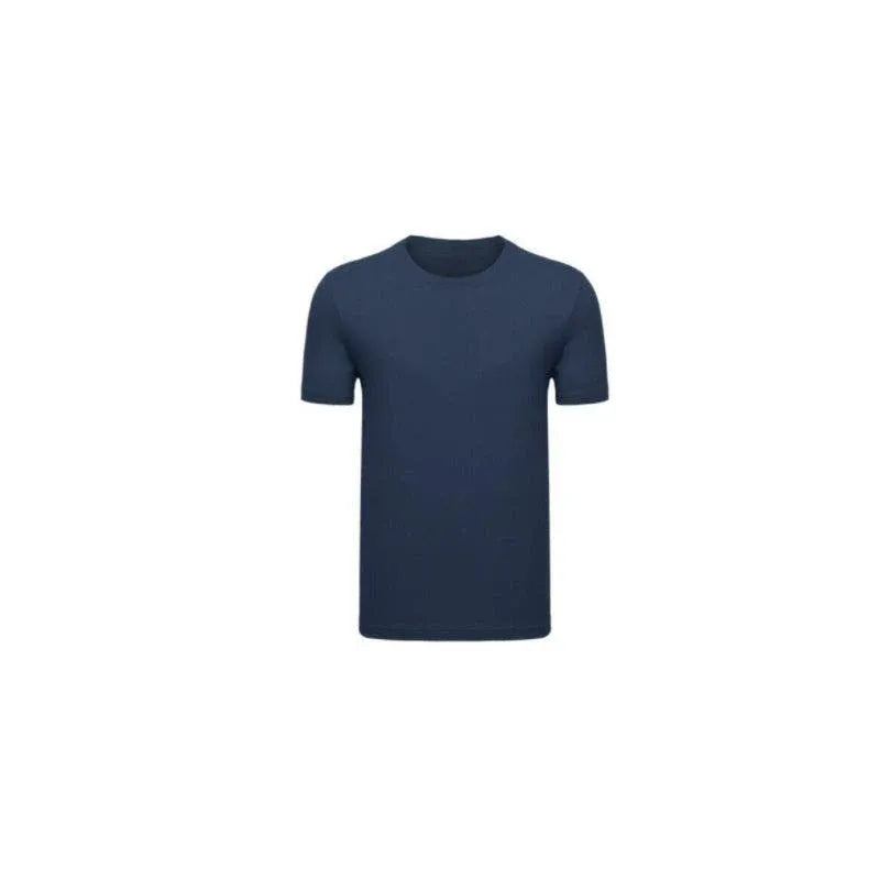 Heavy Cotton Short Sleeve T Shirt Plain Basic Tee Mens Top Dark Blue Size Large - 2XL